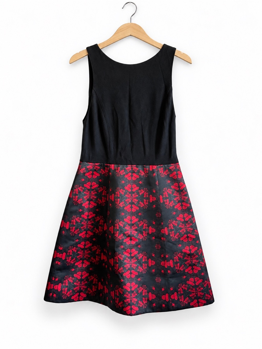Alice + Olivia Black & Red Floral Fit-and-Flare Dress – Approx. XS